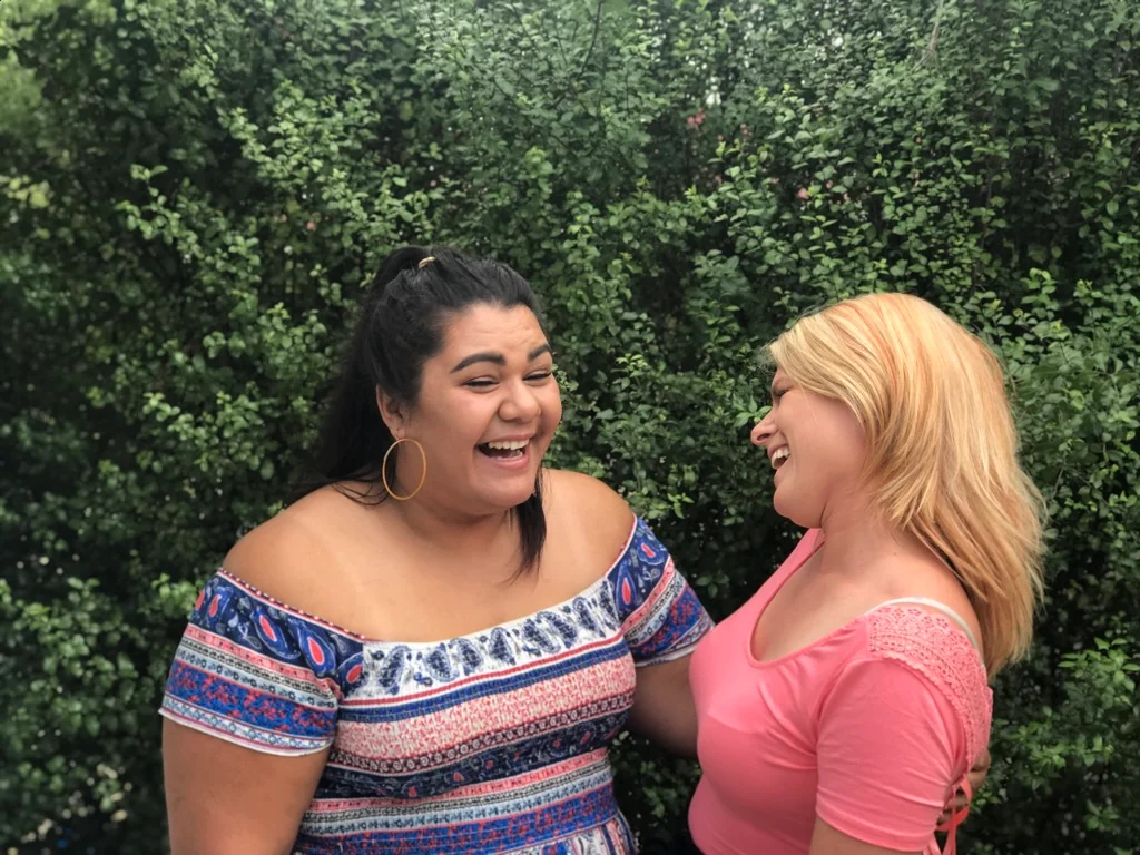 Nic and Lian laughing together